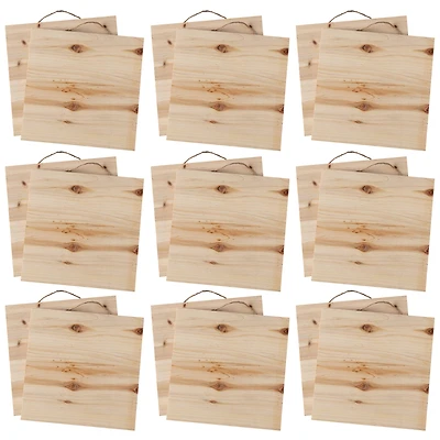 9 Packs: 2 ct. (18 total) 10" x 10" Natural Wood Square Plaques by Make Market®