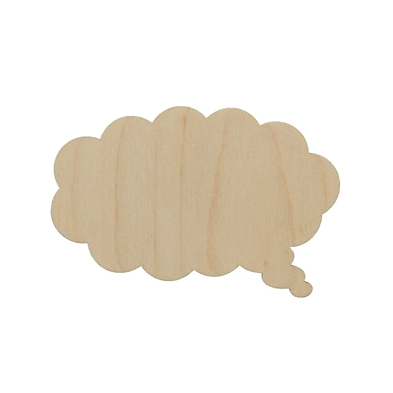 Essentials by Leisure Arts 24 Pack 3.75" x 2.5" Cloud Thought Bubble Flat Wood Shape