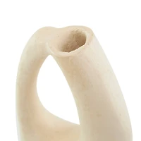 18" Beige Paper Mache Abstract Curved Vase with Handle