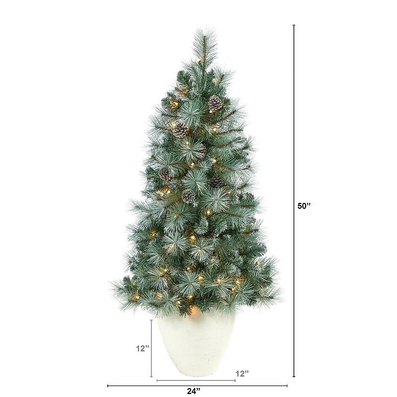 4ft. Pre-Lit Frosted Tip British Columbia Mountain Pine Artificial Christmas Tree with Pinecones, Clear Lights