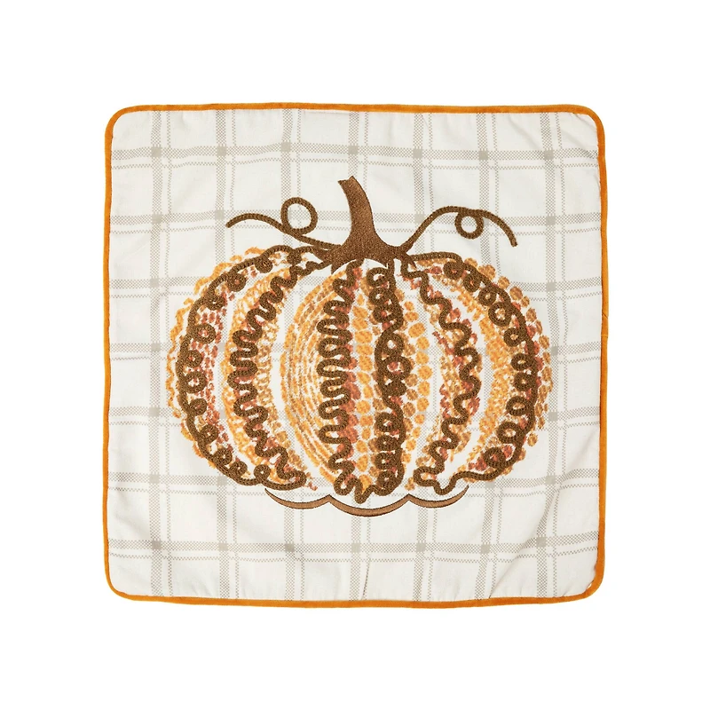 Glitzhome® 18" Fall Embroidered Pumpkin Pillow Cover