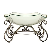 Brass Glass and Metal Traditional Serving Bowl, 14" x 21" x 16"