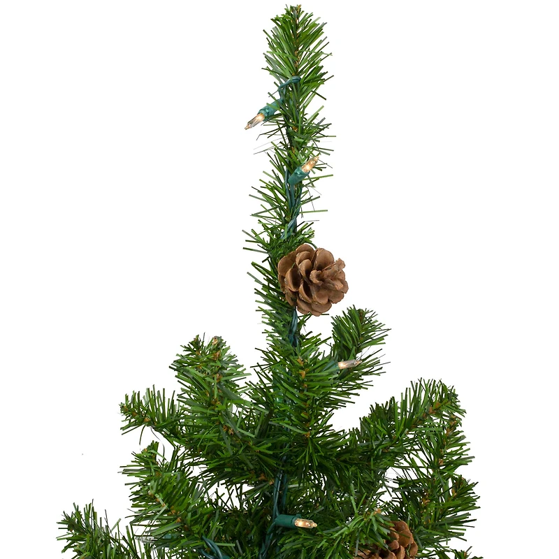 3ft. Pre-Lit Canadian Pine with Pinecones Artificial Christmas Tree, Warm White Lights