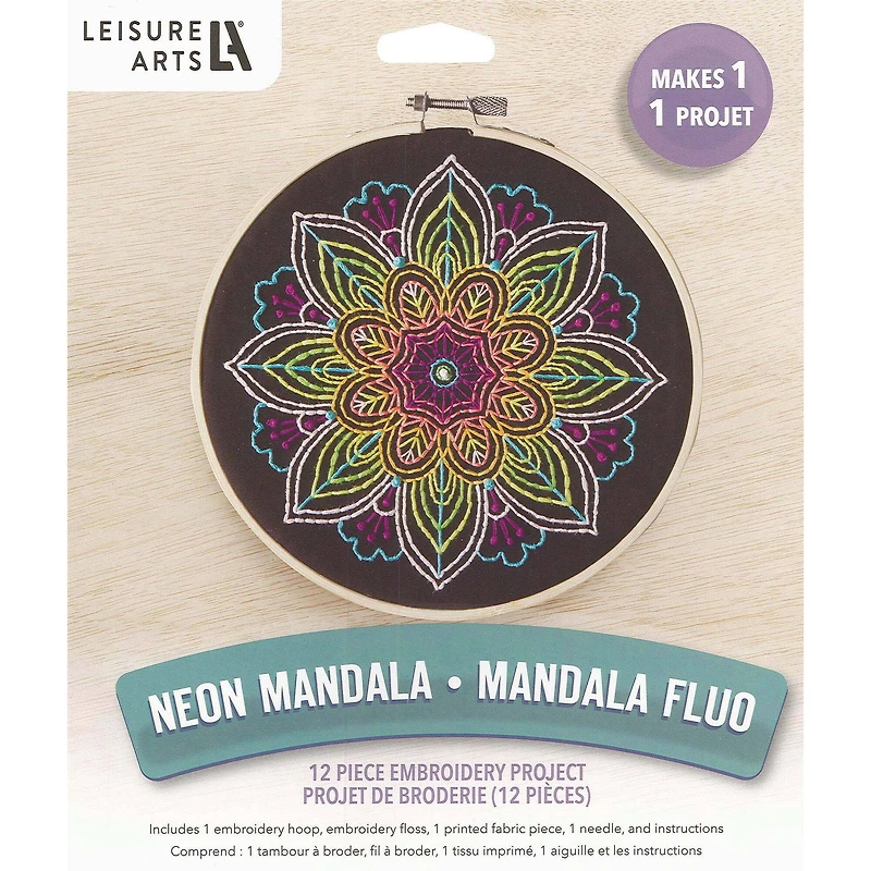 Leisure Arts® 6" Neon Mandala Embroidery Kit