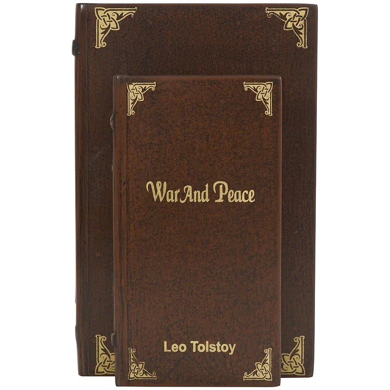 Brown War & Peace Storage Faux Book Box Set