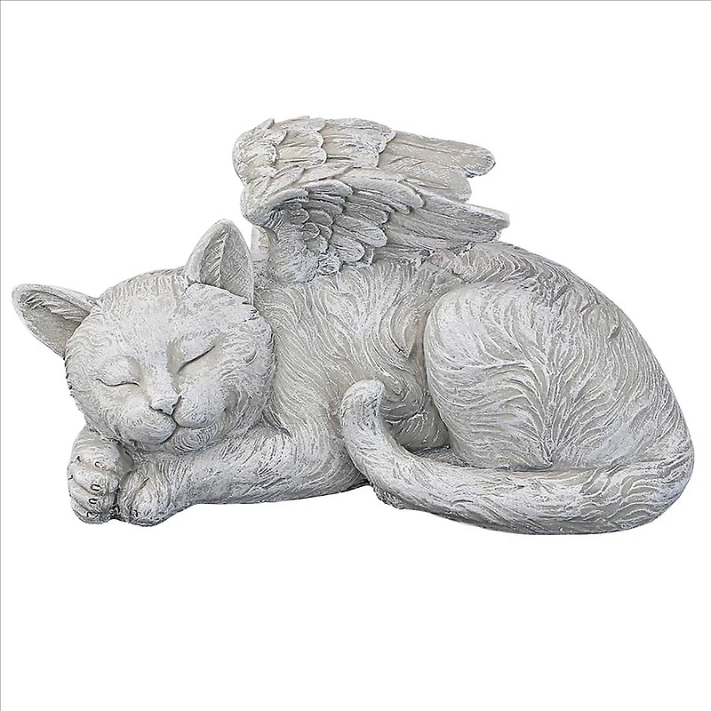 Design Toscano 10" Antique Stone Cat Memorial Angel Statue