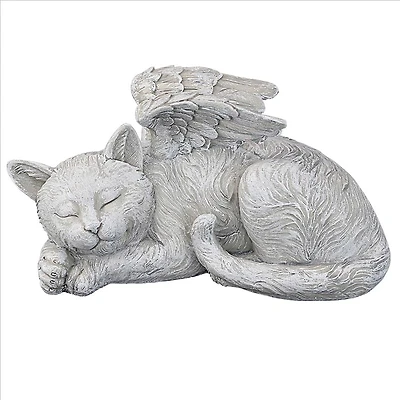 Design Toscano 10" Antique Stone Cat Memorial Angel Statue