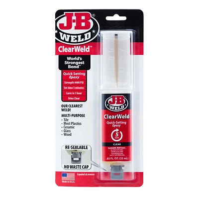 J-B Weld® Clear-Weld™ Quick Setting Epoxy Syringe
