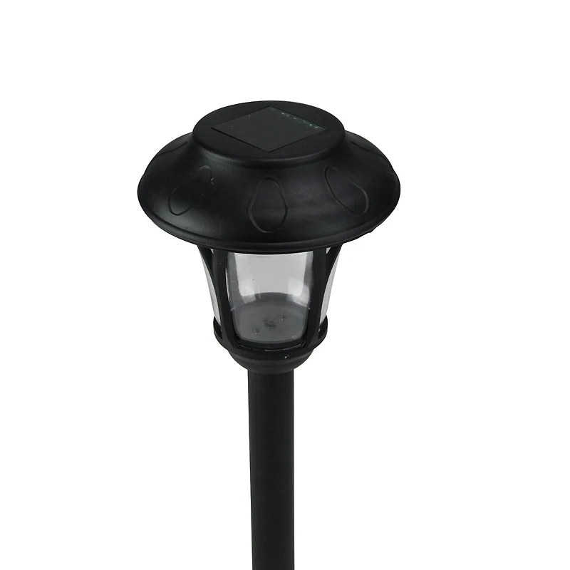 12" Black Solar Lantern With White LED Light & Lawn Stake