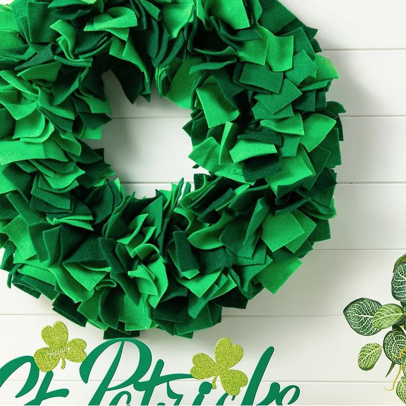 Glitzhome® 19.5" St. Patrick's Day Felt Wreath