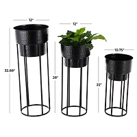 Black Metal Nesting Planter & Stands Set