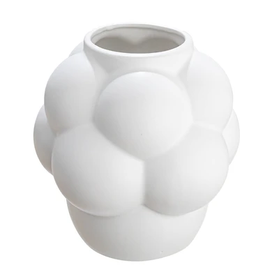 Hello Honey® 8" White Raised Dots Ceramic Vase