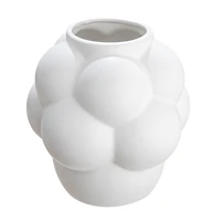Hello Honey® 8" White Raised Dots Ceramic Vase