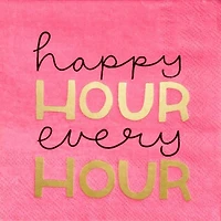 JAM Paper Happy Hour Every Hour Cocktail Napkins, 40ct.