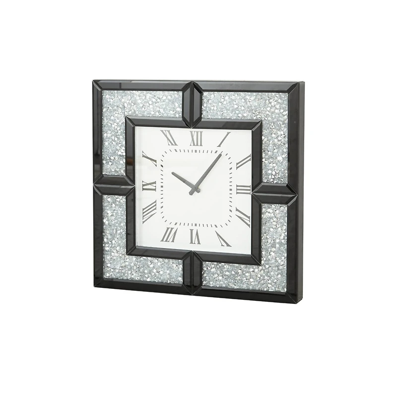 20" Black Wood Glam Wall Clock