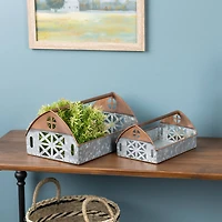 Galvanized Metal Barn Caddy Tray Set