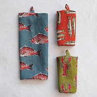 Hello Honey® Sea Life Pattern Linen Tea Towels Set