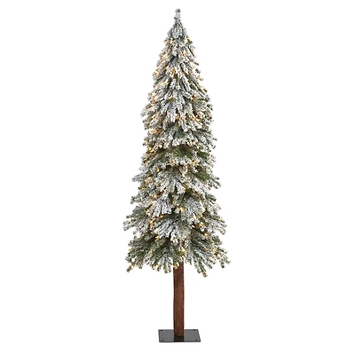6ft. Pre-Lit Flocked Grand Alpine Artificial Christmas Tree, Clear LED Lights