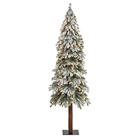 6ft. Pre-Lit Flocked Grand Alpine Artificial Christmas Tree, Clear LED Lights