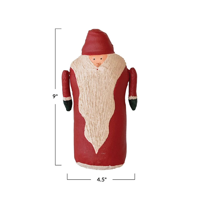 Hello Honey® 9" Red & Cream Tall Hand-Painted Canvas Santa