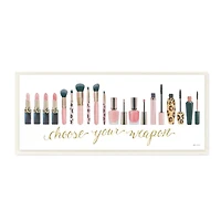 Stupell Industries Choose Your Weapon Phrase Glam Cosmetics Word Art Wood Wall Plaque