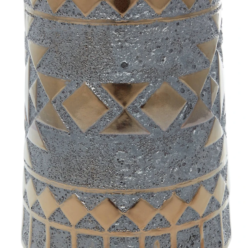 Gold Porcelain Contemporary Vase 16" x 7" x 7"