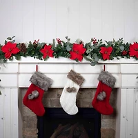 9ft. Pre-Lit LED Christmas Poinsettia Artificial Garland