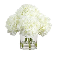 Wedding Collection 14in. Artificial Hydrangea Arrangement in Glass Vase