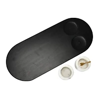 Hello Honey® Mango Wood Tray & Marble Bowl Set