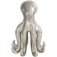 12" Silver Ceramic Octopus Sculpture