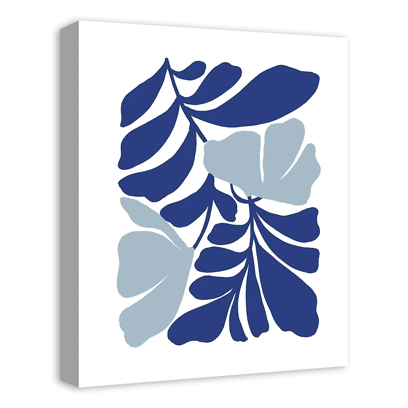 Blue Modern Leaves 16" x 20" Canvas Wall Art