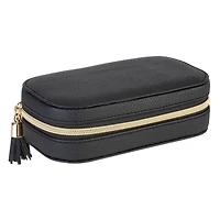 Ruby + Cash Black Faux Leather Zippered Travel Jewelry Organizer Box