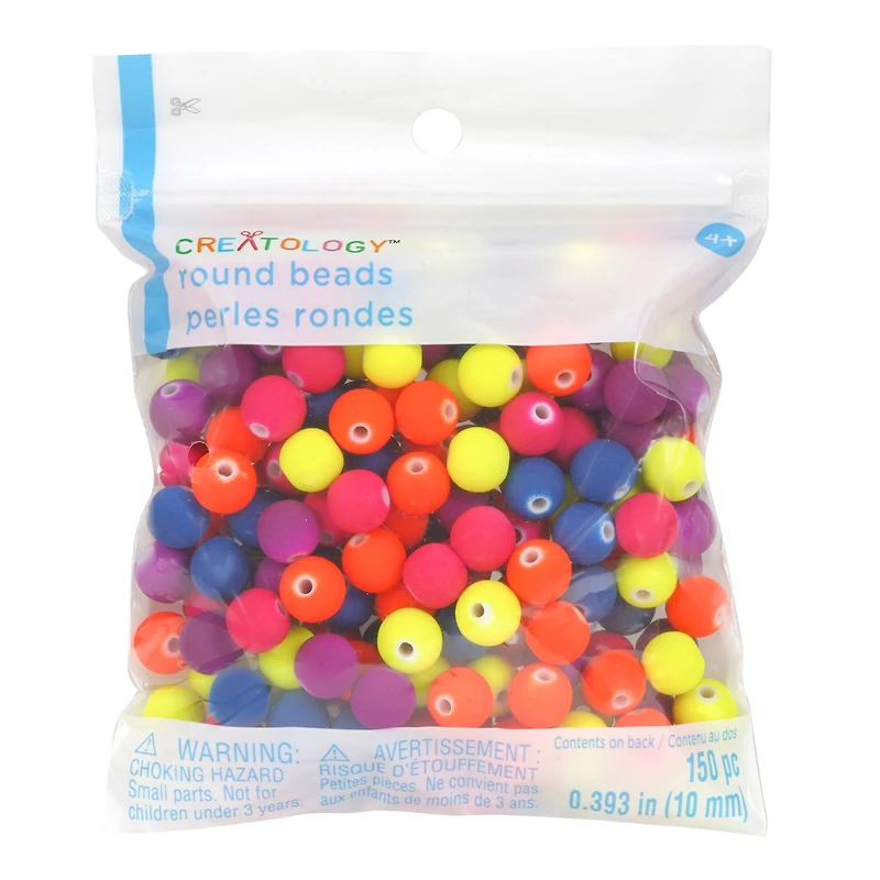 Neon Matte Round Beads by Creatology™
