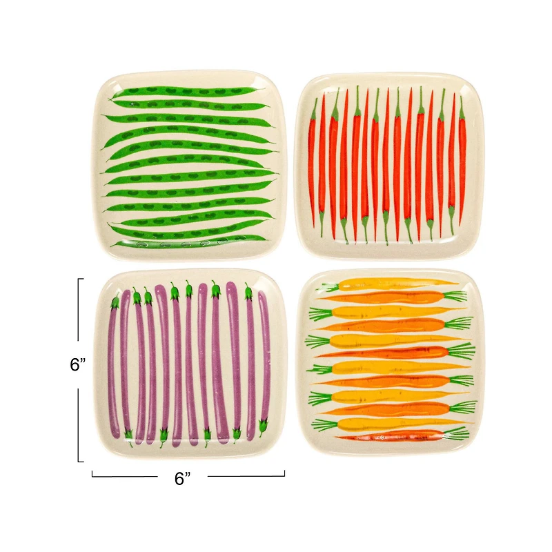 Hello Honey® 6" Vegetable Square Stoneware Plate, 12ct.