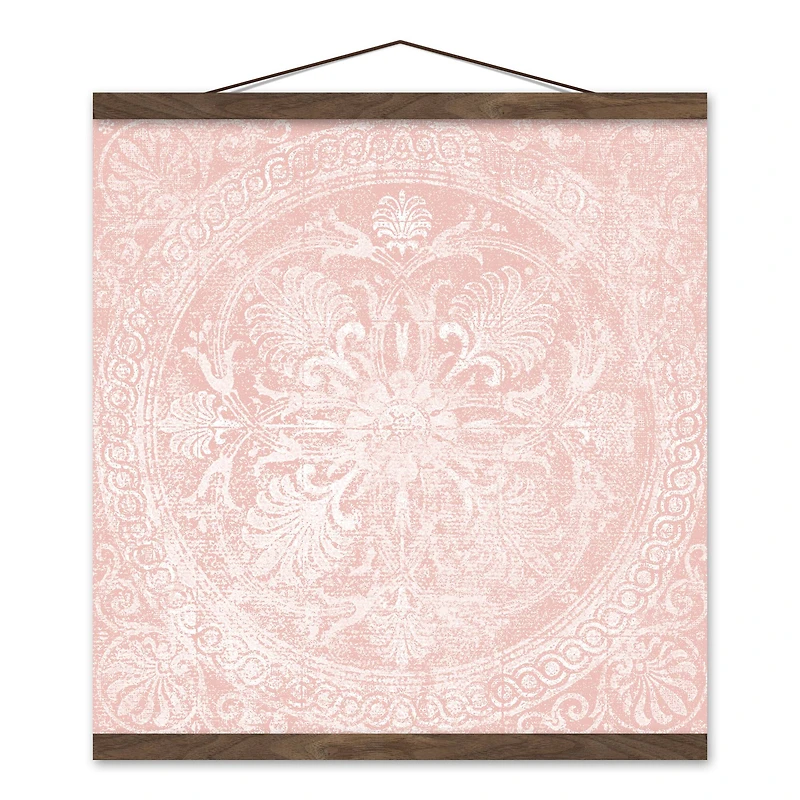 Distressed Blush Element Teak Hanging Canvas