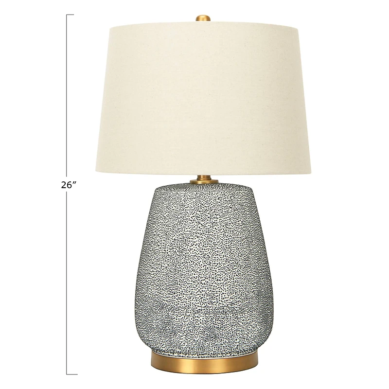 Hello Honey® 26'' Textured Blue Glaze Ceramic Table Lamp with Natural Linen Shade