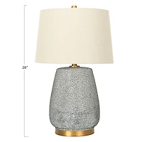 Hello Honey® 26'' Textured Blue Glaze Ceramic Table Lamp with Natural Linen Shade
