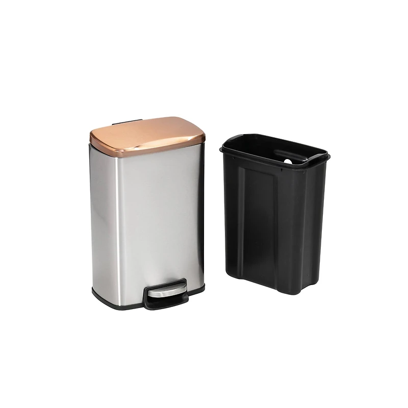 Honey Can Do Rose Gold Stainless Steel Step Trash Cans with Lid Set