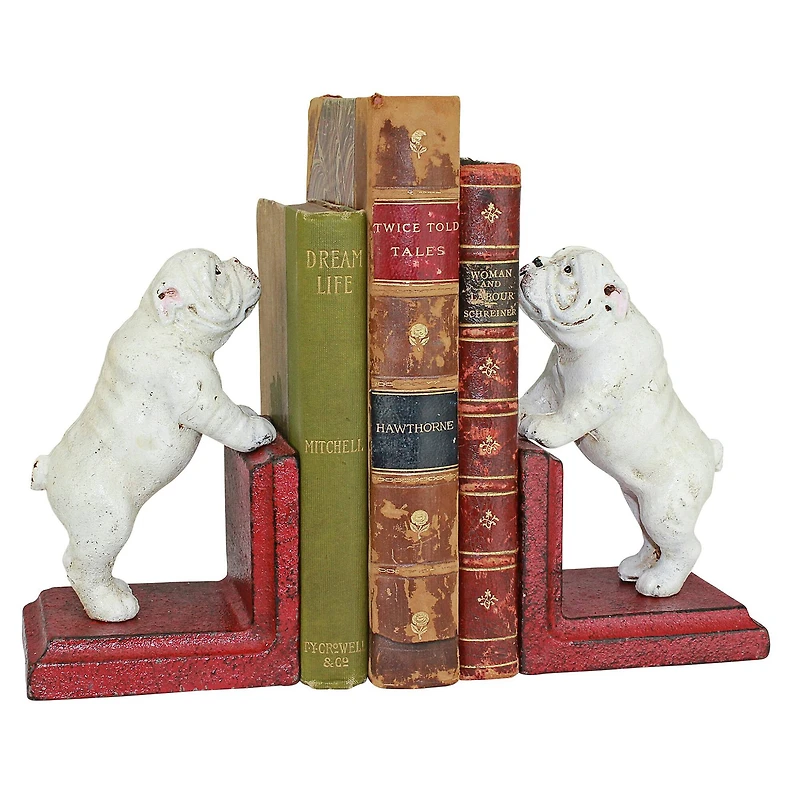 5.5" Over the Fence Bulldog Cast Iron Bookend Set