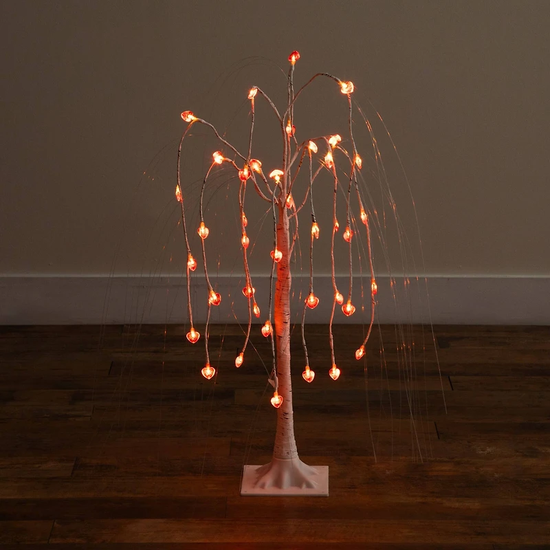 3ft. Pre-Lit Artificial Valentine's Day Willow Tree with 40 Heart Shaped LED Lights