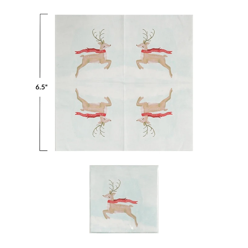 Hello Honey® 6.5" Merry Christmas Reindeer Scarf Paper Napkins, 50ct.