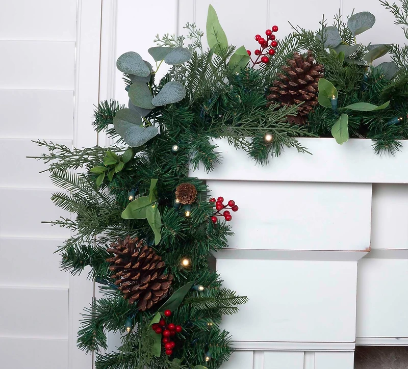 9ft. Pre-Lit LED Christmas Woods Artificial Garland