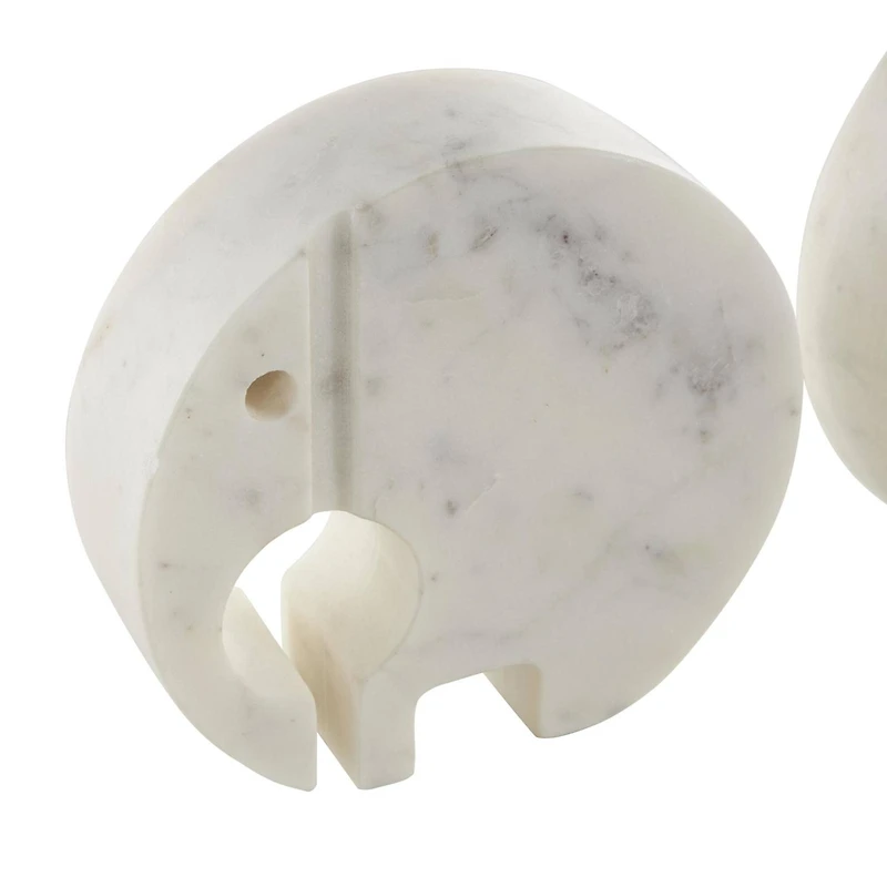 White & Gray Circular Abstract Marble Elephant Sculpture Set