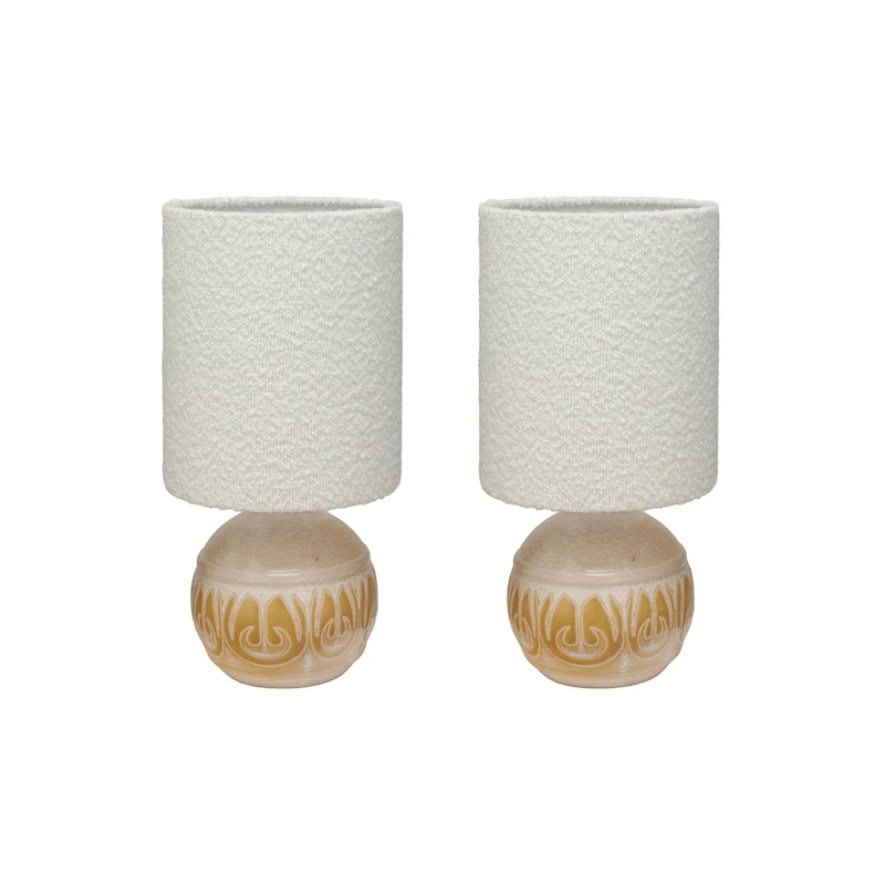 Hello Honey® 15.75" Yellow & Cream Sunlit Embossed Stoneware Table Lamp, 2ct.