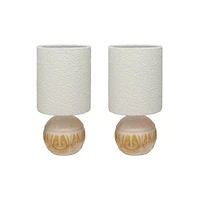 Hello Honey® 15.75" Yellow & Cream Sunlit Embossed Stoneware Table Lamp, 2ct.