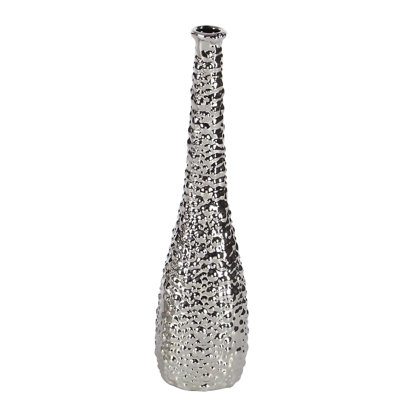 13" Silver Ceramic Glam Vase Set