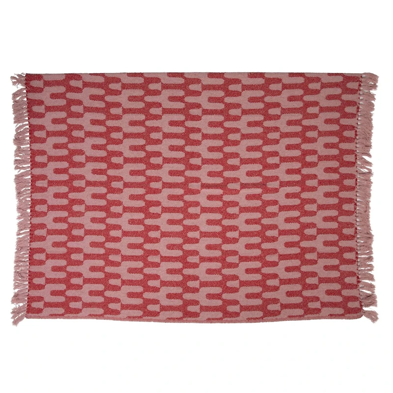 Hello Honey® 60" Red & Pink Patterned Throw Blanket with Fringe