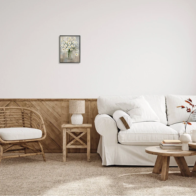 Stupell Industries Daisy Bloom Bouquet Potted Flowers Abstract Pattern Framed Wall Art