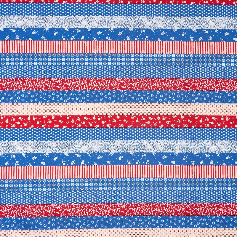SINGER Americana Floral Stripes Cotton Fabric