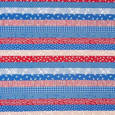 SINGER Americana Floral Stripes Cotton Fabric
